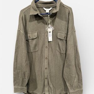 Cabela's Khaki Button-Up Shirt Jacket